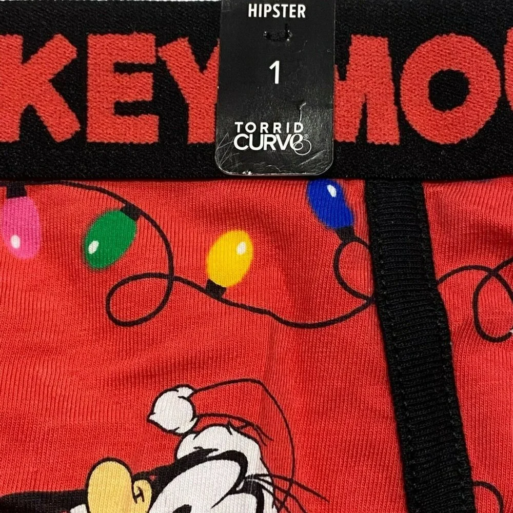 NWT TORRID Hipster Pantie Underwear Sz 1 Red Disney Mickey Donald Christmas